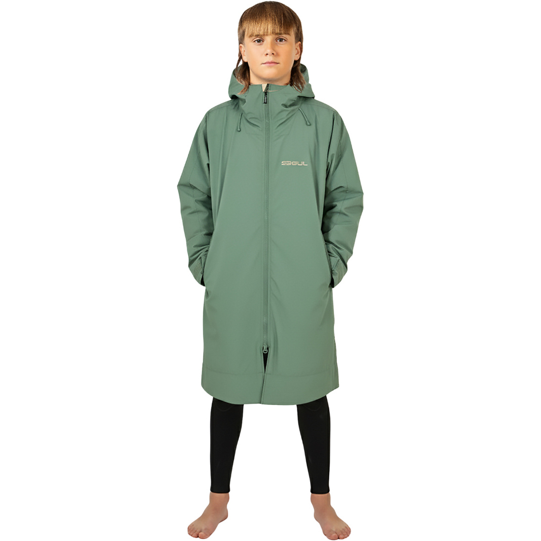 2025 Gul Junior Revorobe Long Sleeve Changing Robe AC0135-C6 - Green / Taupe